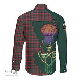 Scottish Cumming Hunting Modern Clan Tartan Crest with Thistle and Scotland Map Tartan Long Sleeve Shirt Scottish Plaid Tartan Plaid - ScotsTee - scotstee.com
