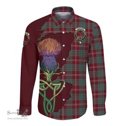 Scottish Crawford Modern Clan Tartan Crest with Thistle and Scotland Map Tartan Long Sleeve Shirt Scottish Plaid Tartan Plaid - ScotsTee - scotstee.com