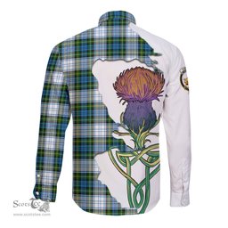 Scottish Campbell Dress Clan Tartan Crest with Thistle and Scotland Map Tartan Long Sleeve Shirt Scottish Plaid Tartan Plaid - ScotsTee - scotstee.com