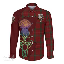 Scottish Carruthers Clan Tartan Crest with Thistle and Scotland Map Tartan Long Sleeve Shirt Scottish Plaid Tartan Plaid - ScotsTee - scotstee.com