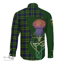 Scottish Campbell of Breadalbane Modern Clan Tartan Crest with Thistle and Scotland Map Tartan Long Sleeve Shirt Scottish Plaid Tartan Plaid - ScotsTee - scotstee.com