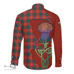 Scottish Chisholm Ancient Clan Tartan Crest with Thistle and Scotland Map Tartan Long Sleeve Shirt Scottish Plaid Tartan Plaid - ScotsTee - scotstee.com