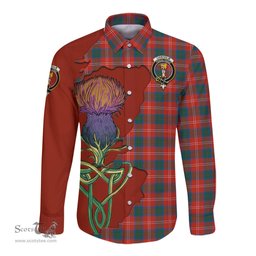 Scottish Chisholm Ancient Clan Tartan Crest with Thistle and Scotland Map Tartan Long Sleeve Shirt Scottish Plaid Tartan Plaid - ScotsTee - scotstee.com
