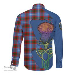 Scottish Crichton Clan Tartan Crest with Thistle and Scotland Map Tartan Long Sleeve Shirt Scottish Plaid Tartan Plaid - ScotsTee - scotstee.com