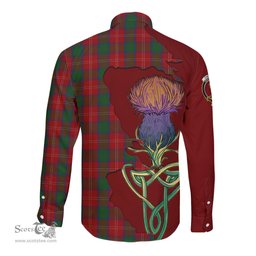 Scottish Chisholm Clan Tartan Crest with Thistle and Scotland Map Tartan Long Sleeve Shirt Scottish Plaid Tartan Plaid - ScotsTee - scotstee.com