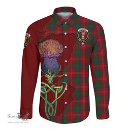 Scottish Chisholm Clan Tartan Crest with Thistle and Scotland Map Tartan Long Sleeve Shirt Scottish Plaid Tartan Plaid - ScotsTee - scotstee.com