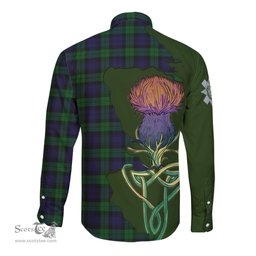 Scottish Black Watch Clan Tartan Crest with Thistle and Scotland Map Tartan Long Sleeve Shirt Scottish Plaid Tartan Plaid - ScotsTee - scotstee.com