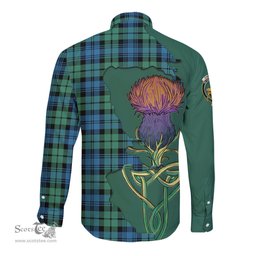 Scottish Campbell Ancient 01 Clan Tartan Crest with Thistle and Scotland Map Tartan Long Sleeve Shirt Scottish Plaid Tartan Plaid - ScotsTee - scotstee.com