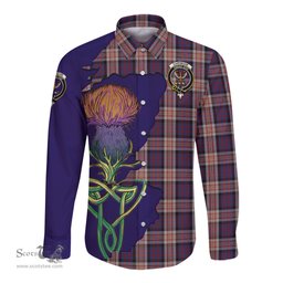 Scottish Carnegie Clan Tartan Crest with Thistle and Scotland Map Tartan Long Sleeve Shirt Scottish Plaid Tartan Plaid - ScotsTee - scotstee.com