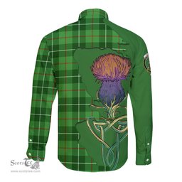 Scottish Clephan Clan Tartan Crest with Thistle and Scotland Map Tartan Long Sleeve Shirt Scottish Plaid Tartan Plaid - ScotsTee - scotstee.com