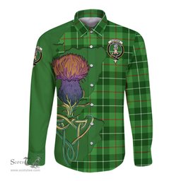 Scottish Clephan Clan Tartan Crest with Thistle and Scotland Map Tartan Long Sleeve Shirt Scottish Plaid Tartan Plaid - ScotsTee - scotstee.com