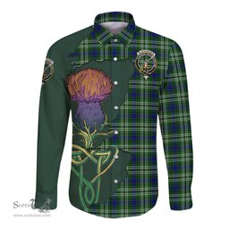 Scottish Blackadder Clan Tartan Crest with Thistle and Scotland Map Tartan Long Sleeve Shirt Scottish Plaid Tartan Plaid - ScotsTee - scotstee.com