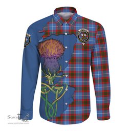 Scottish Congilton Clan Tartan Crest with Thistle and Scotland Map Tartan Long Sleeve Shirt Scottish Plaid Tartan Plaid - ScotsTee - scotstee.com