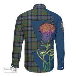 Scottish Cochrane Ancient Clan Tartan Crest with Thistle and Scotland Map Tartan Long Sleeve Shirt Scottish Plaid Tartan Plaid - ScotsTee - scotstee.com