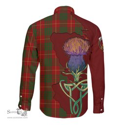 Scottish Cameron Clan Tartan Crest with Thistle and Scotland Map Tartan Long Sleeve Shirt Scottish Plaid Tartan Plaid - ScotsTee - scotstee.com