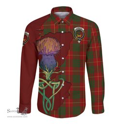 Scottish Cameron Clan Tartan Crest with Thistle and Scotland Map Tartan Long Sleeve Shirt Scottish Plaid Tartan Plaid - ScotsTee - scotstee.com