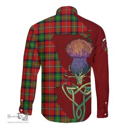 Scottish Boyd Modern Clan Tartan Crest with Thistle and Scotland Map Tartan Long Sleeve Shirt Scottish Plaid Tartan Plaid - ScotsTee - scotstee.com