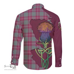 Scottish Crawford Ancient Clan Tartan Crest with Thistle and Scotland Map Tartan Long Sleeve Shirt Scottish Plaid Tartan Plaid - ScotsTee - scotstee.com