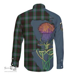 Scottish Brodie Hunting Clan Tartan Crest with Thistle and Scotland Map Tartan Long Sleeve Shirt Scottish Plaid Tartan Plaid - ScotsTee - scotstee.com