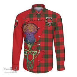 Scottish Erskine Modern Clan Tartan Crest with Thistle and Scotland Map Tartan Long Sleeve Shirt Scottish Plaid Tartan Plaid - ScotsTee - scotstee.com