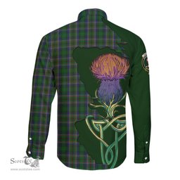 Scottish Cockburn Clan Tartan Crest with Thistle and Scotland Map Tartan Long Sleeve Shirt Scottish Plaid Tartan Plaid - ScotsTee - scotstee.com