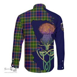 Scottish Dalrymple Clan Tartan Crest with Thistle and Scotland Map Tartan Long Sleeve Shirt Scottish Plaid Tartan Plaid - ScotsTee - scotstee.com