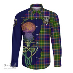 Scottish Dalrymple Clan Tartan Crest with Thistle and Scotland Map Tartan Long Sleeve Shirt Scottish Plaid Tartan Plaid - ScotsTee - scotstee.com