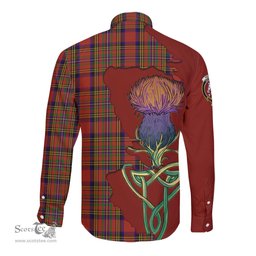 Scottish Hepburn Clan Tartan Crest with Thistle and Scotland Map Tartan Long Sleeve Shirt Scottish Plaid Tartan Plaid - ScotsTee - scotstee.com