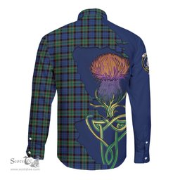 Scottish Fletcher Ancient Clan Tartan Crest with Thistle and Scotland Map Tartan Long Sleeve Shirt Scottish Plaid Tartan Plaid - ScotsTee - scotstee.com