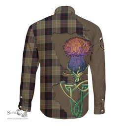 Scottish Dunlop Hunting Clan Tartan Crest with Thistle and Scotland Map Tartan Long Sleeve Shirt Scottish Plaid Tartan Plaid - ScotsTee - scotstee.com