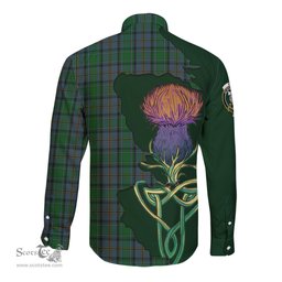 Scottish Hope Vere Clan Tartan Crest with Thistle and Scotland Map Tartan Long Sleeve Shirt Scottish Plaid Tartan Plaid - ScotsTee - scotstee.com