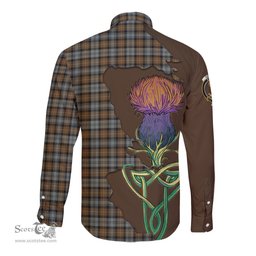 Scottish Gordon Weathered Clan Tartan Crest with Thistle and Scotland Map Tartan Long Sleeve Shirt Scottish Plaid Tartan Plaid - ScotsTee - scotstee.com