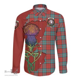 Scottish Dunbar Ancient Clan Tartan Crest with Thistle and Scotland Map Tartan Long Sleeve Shirt Scottish Plaid Tartan Plaid - ScotsTee - scotstee.com