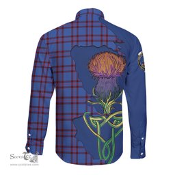 Scottish Elliot Modern Clan Tartan Crest with Thistle and Scotland Map Tartan Long Sleeve Shirt Scottish Plaid Tartan Plaid - ScotsTee - scotstee.com