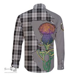 Scottish Erskine Black and White Clan Tartan Crest with Thistle and Scotland Map Tartan Long Sleeve Shirt Scottish Plaid Tartan Plaid - ScotsTee - scotstee.com