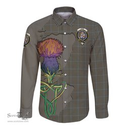 Scottish Haig Clan Tartan Crest with Thistle and Scotland Map Tartan Long Sleeve Shirt Scottish Plaid Tartan Plaid - ScotsTee - scotstee.com
