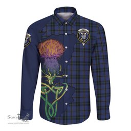 Scottish Hope (Vere - Weir) Clan Tartan Crest with Thistle and Scotland Map Tartan Long Sleeve Shirt Scottish Plaid Tartan Plaid - ScotsTee - scotstee.com