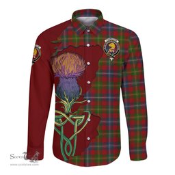Scottish Forrester or Foster Clan Tartan Crest with Thistle and Scotland Map Tartan Long Sleeve Shirt Scottish Plaid Tartan Plaid - ScotsTee - scotstee.com