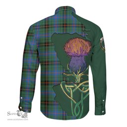 Scottish Davidson Ancient Clan Tartan Crest with Thistle and Scotland Map Tartan Long Sleeve Shirt Scottish Plaid Tartan Plaid - ScotsTee - scotstee.com