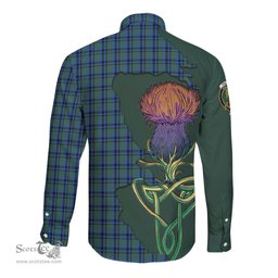 Scottish Falconer Clan Tartan Crest with Thistle and Scotland Map Tartan Long Sleeve Shirt Scottish Plaid Tartan Plaid - ScotsTee - scotstee.com