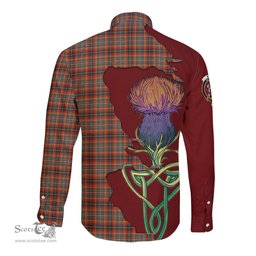 Scottish Innes Ancient Clan Tartan Crest with Thistle and Scotland Map Tartan Long Sleeve Shirt Scottish Plaid Tartan Plaid - ScotsTee - scotstee.com