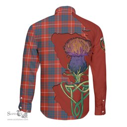 Scottish Hamilton Ancient Clan Tartan Crest with Thistle and Scotland Map Tartan Long Sleeve Shirt Scottish Plaid Tartan Plaid - ScotsTee - scotstee.com
