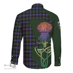 Scottish Galbraith Modern Clan Tartan Crest with Thistle and Scotland Map Tartan Long Sleeve Shirt Scottish Plaid Tartan Plaid - ScotsTee - scotstee.com