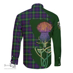 Scottish Inglis Modern Clan Tartan Crest with Thistle and Scotland Map Tartan Long Sleeve Shirt Scottish Plaid Tartan Plaid - ScotsTee - scotstee.com