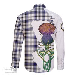 Scottish Hannay Modern Clan Tartan Crest with Thistle and Scotland Map Tartan Long Sleeve Shirt Scottish Plaid Tartan Plaid - ScotsTee - scotstee.com