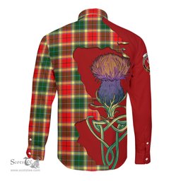 Scottish Gibsone (Gibson - Gibbs) Clan Tartan Crest with Thistle and Scotland Map Tartan Long Sleeve Shirt Scottish Plaid Tartan Plaid - ScotsTee - scotstee.com