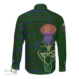 Scottish Henderson Modern Clan Tartan Crest with Thistle and Scotland Map Tartan Long Sleeve Shirt Scottish Plaid Tartan Plaid - ScotsTee - scotstee.com