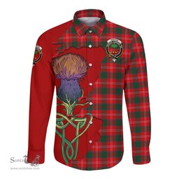 Scottish Fenton Clan Tartan Crest with Thistle and Scotland Map Tartan Long Sleeve Shirt Scottish Plaid Tartan Plaid - ScotsTee - scotstee.com