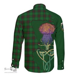 Scottish Ged Clan Tartan Crest with Thistle and Scotland Map Tartan Long Sleeve Shirt Scottish Plaid Tartan Plaid - ScotsTee - scotstee.com