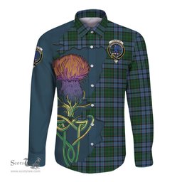 Scottish Forsyth Clan Tartan Crest with Thistle and Scotland Map Tartan Long Sleeve Shirt Scottish Plaid Tartan Plaid - ScotsTee - scotstee.com